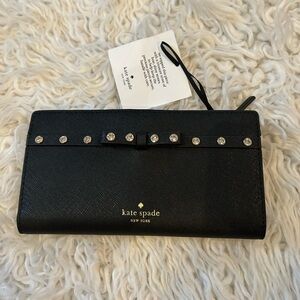 Kate Spade Black Wallet with Stud Accents